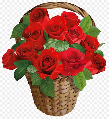 Rose Flower Basket Valentines Day Clip art - Valentine Gift Rose Basket PNG Clipart Picture 