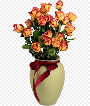 Rose Flower delivery Vase Floristry - Vase with Orange Roses PNG Picture 