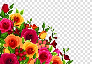 Rose Flower, Frame color flowers decorative edge transparent background PNG clipart