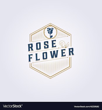rose flower logo monogram typography badge emblem