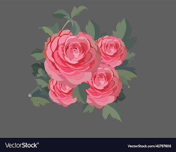 rose flower painting colored retro design