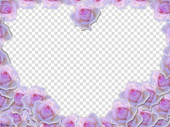 Rose heart frame, pink and white flowers forming a heart transparent background PNG clipart