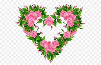 Rose Heart Pink Clip art - Pink Roses Heart Decor PNG Clipart Picture 