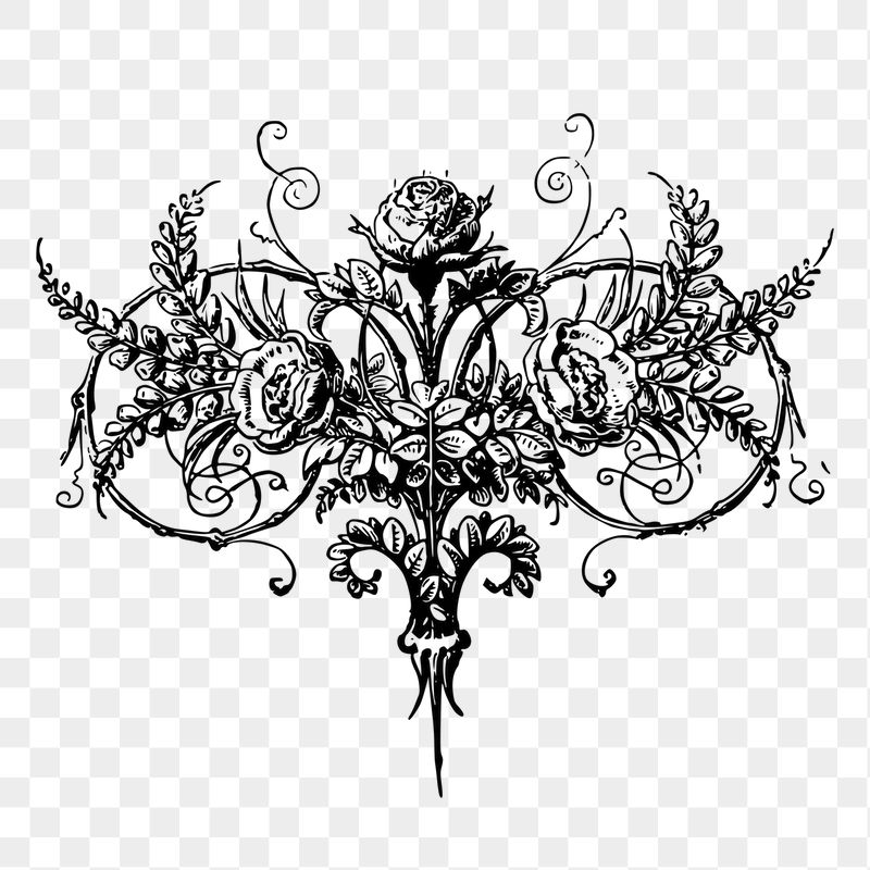 Rose ornament png sticker illustration, | Free PNG - rawpixel