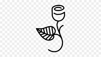 Rose Outline With Branch And A Leaf Vector - Rose Outline