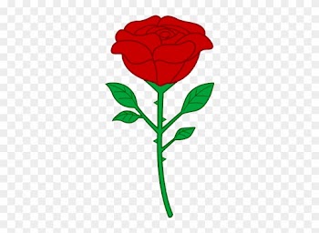 Rose Outline With Stem - Cartoon Rose Transparent