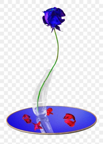 Rose PNG sticker, blue flower in vase… | Free stock illustration | High Resolution graphic