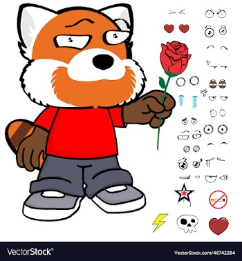 rose red panda kid character cartoon clothing