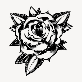 Rose tattoo clipart, vintage illustration | Free Vector - rawpixel
