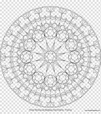 Rose window at Bastique Saint Denis France illustration, Rose window Stained glass Coloring book, gothic pattern transparent background PNG clipart