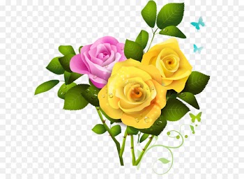 Rose Yellow Clip art - Yellow and Pink Rose Bouquet PNG Clipart 