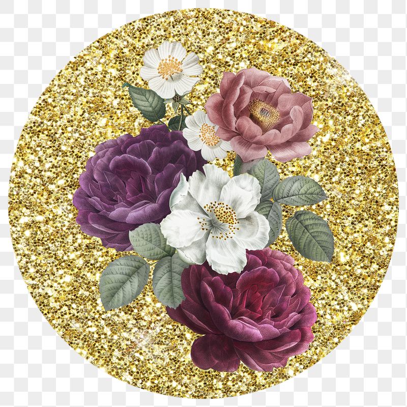 Roses png badge sticker, gold | Free PNG - rawpixel