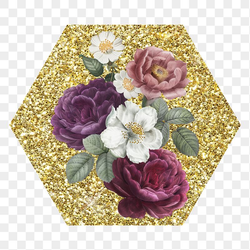 Roses png badge sticker, gold | Free PNG - rawpixel