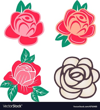 Roses twig with leaves set vector image