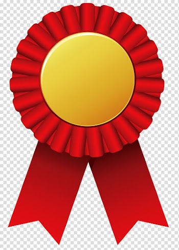 Rosette , Red Rosette Ribbon Clipar , red and yellow ribbon sticker transparent background PNG clipart