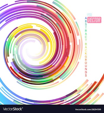 Rotating colors shapes scene on a white vector image