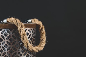 Rough Rope Handle On Metal Lantern
