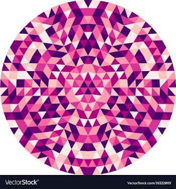 Round abstract geometric triangle kaleidoscopic vector image