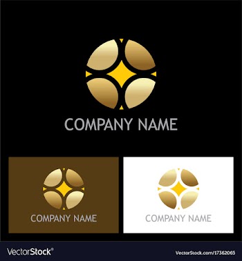  					Round abstract geometry gold business logo vector image														