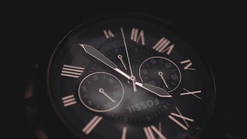 Round Black Fossil Chronograph Watch