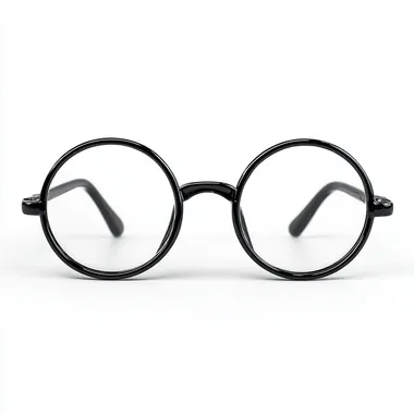 Round Black Frame Glasses on White Background Round Black Frame Glasses on White Background
