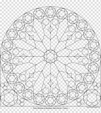 Round black frame illustration, Rose window Stained glass Drawing Islamic geometric patterns, glass pattern transparent background PNG clipart