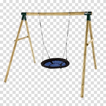Round black swing with wood frame, Wooden Garden Swing transparent background PNG clipart