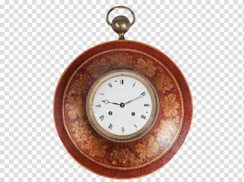 , round brown and red floral framed analog clock transparent background PNG clipart
