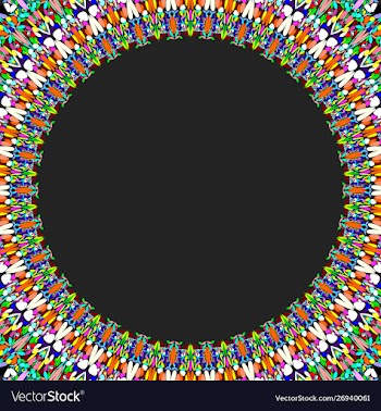 Round floral frame design - border graphic element vector image