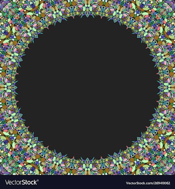 Round floral frame design - border graphic element vector image