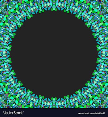 Round floral frame design - border graphic element vector image