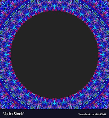 Round floral frame design - border graphic element vector image