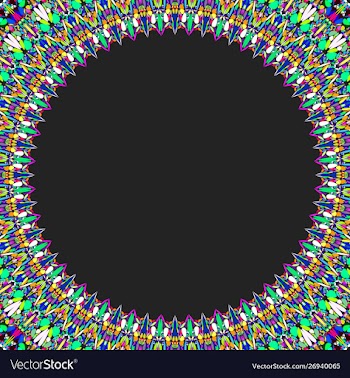 Round floral frame design - border graphic element vector image