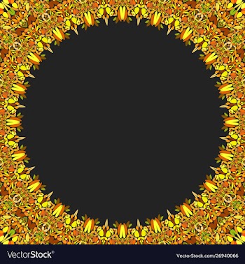 Round floral frame design - border graphic element vector image