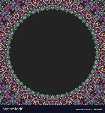 Round floral frame design - border graphic element vector image