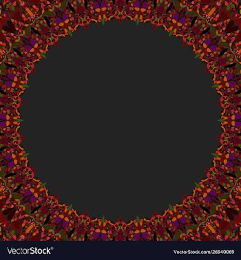 Round floral frame design - border graphic element vector image