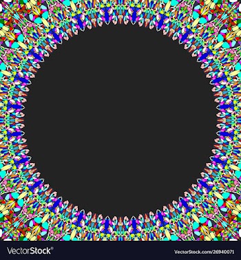 Round floral frame design - border graphic element vector image
