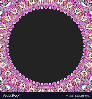 Round floral frame design - border graphic element vector image