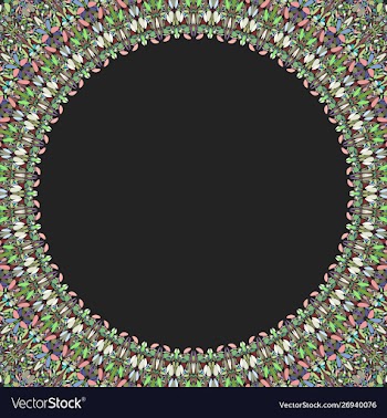 Round floral frame design - border graphic element vector image
