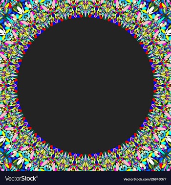 Round floral frame design - border graphic element vector image