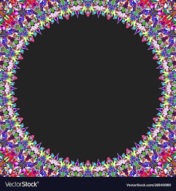 Round floral frame design - border graphic element vector image