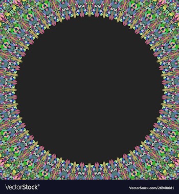 Round floral frame design - border graphic element vector image