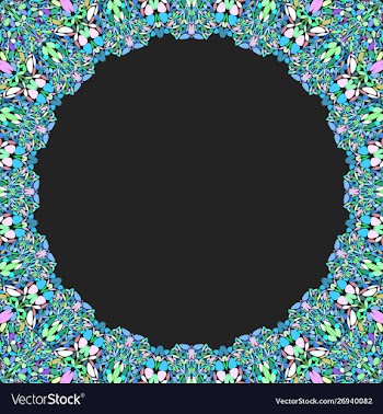 Round floral frame design - border graphic element vector image