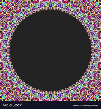 Round floral frame design - border graphic element vector image