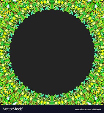 Round floral frame design - border graphic element vector image