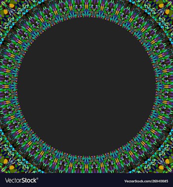 Round floral frame design - border graphic element vector image