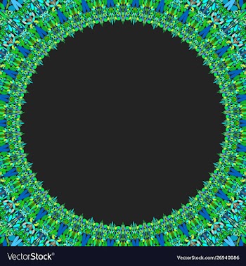 Round floral frame design - border graphic element vector image
