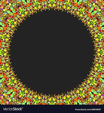 Round floral frame design - border graphic element vector image