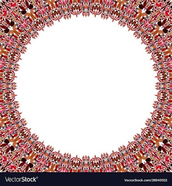 Round floral frame design - border graphic element vector image