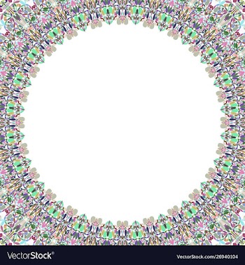 Round floral frame design - border graphic element vector image